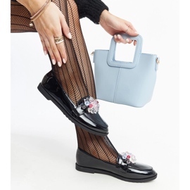 Black patent loafers with Mirela crystals 1