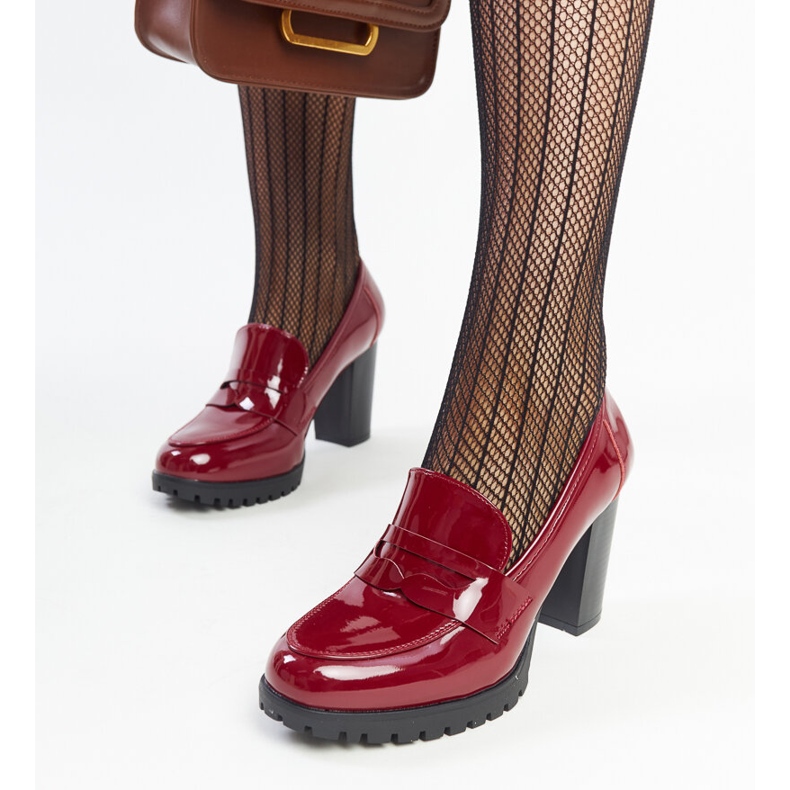 Red patent pumps with a high heel Licoletta 1