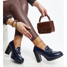 Navy blue patent heel pumps by Giacoma 1