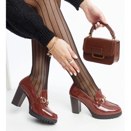 Brown patent heel pumps by Giacoma 1