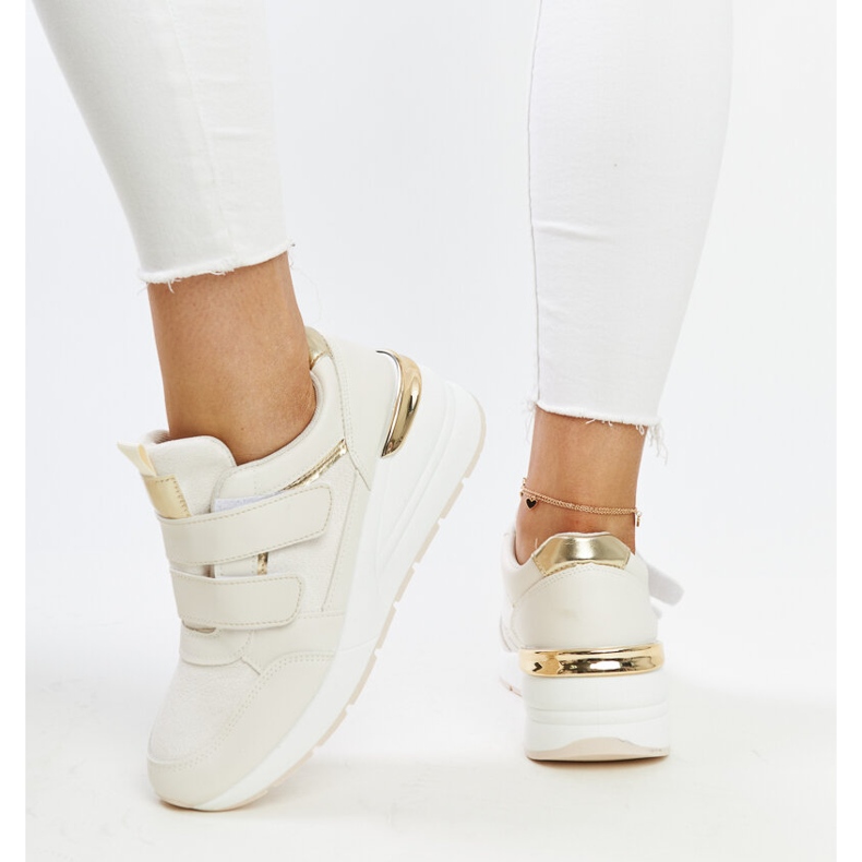 Beige wedge sneakers with Velcro fastening from Orly 1