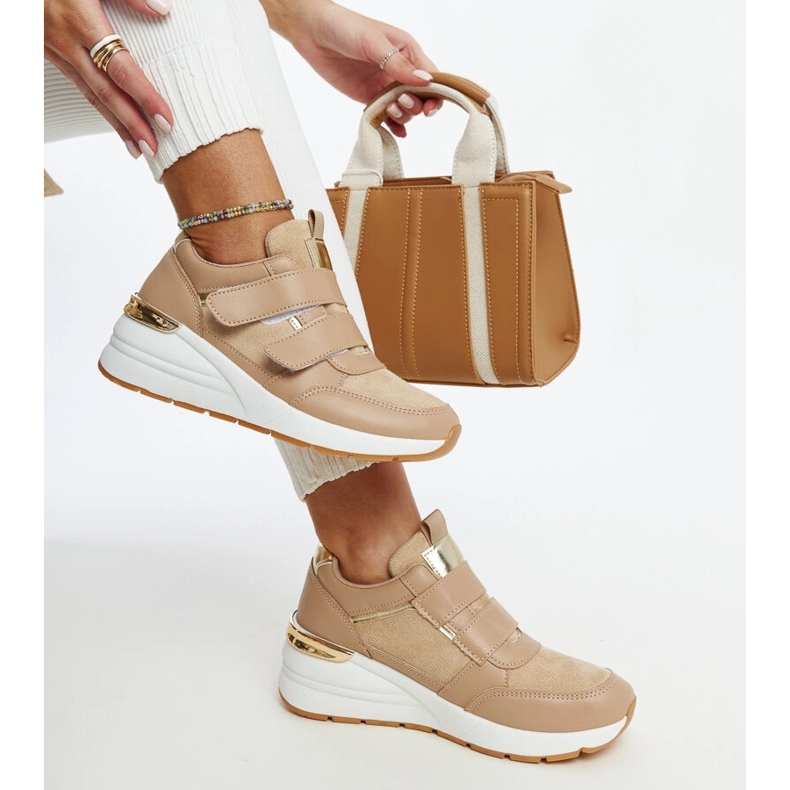 Brown wedge sneakers with Velcro fastening from Orly 1