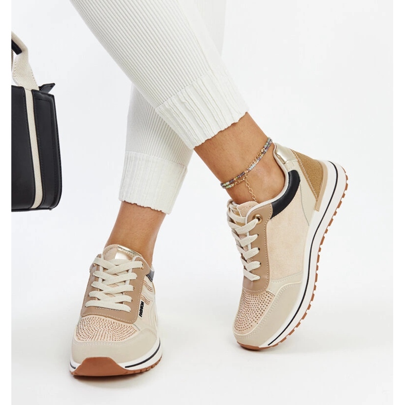 Beige platform sneakers with Mauli rhinestones 2