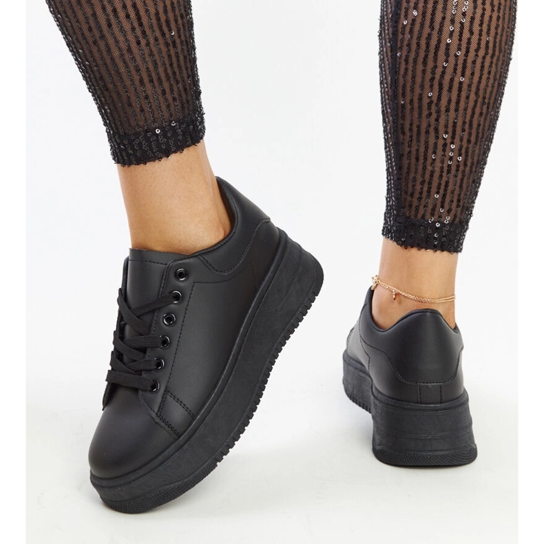 Black Ottavia platform sports shoes 1