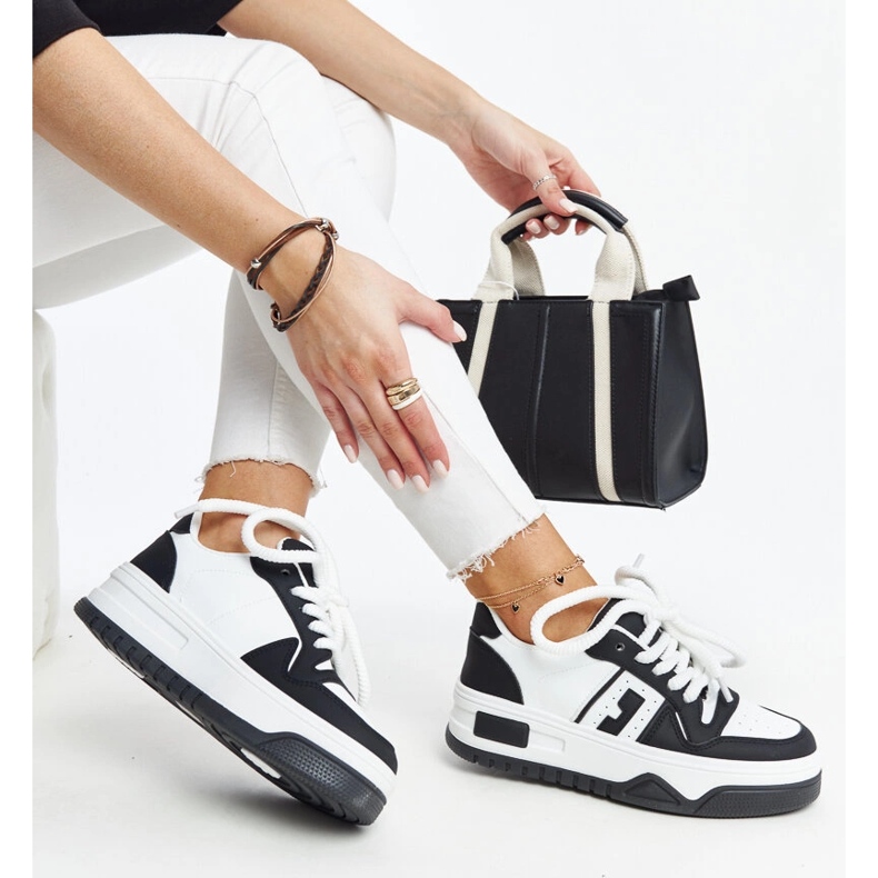 Black and white Galit sneakers with a thick sole 1