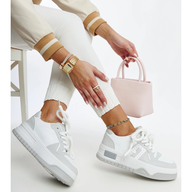 White and gray Galit sneakers with a thick sole 1