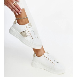 White and gold sneakers with a thick Finestra sole 1