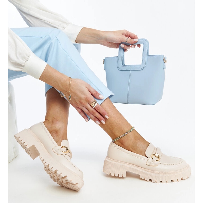 Beige loafers with a Lasima buckle 1