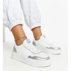 White and silver sneakers with a thick Rumai sole 1