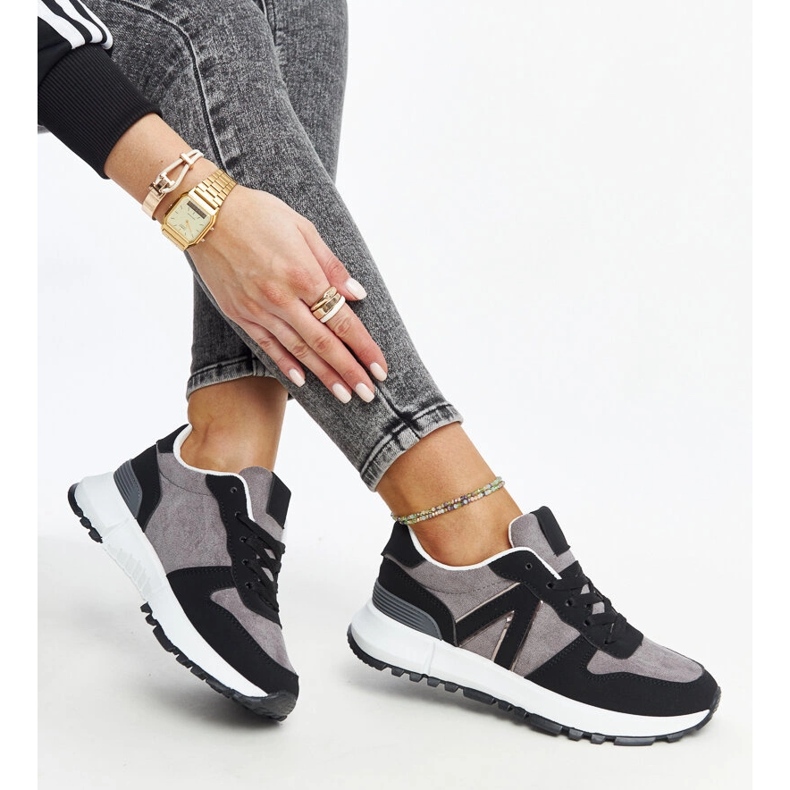 Black and gray sneakers on the Sanela platform 1