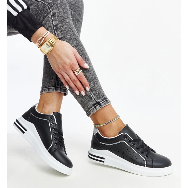 Black openwork sneakers with Zorka glitter 2 Black openwork sneakers with Zorka glitter 2