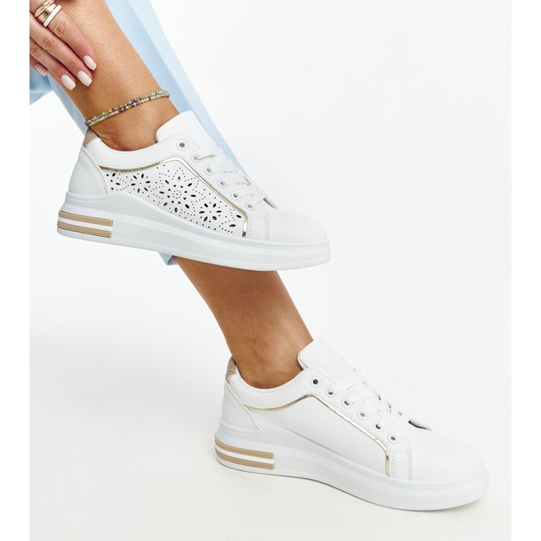 White openwork sneakers with Zorka glitter 1