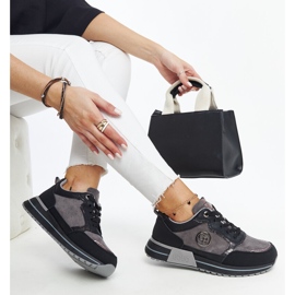 Black and gray platform sneakers by Sinika 1