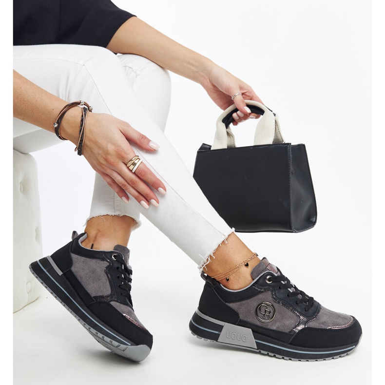 Black and gray platform sneakers by Sinika 1