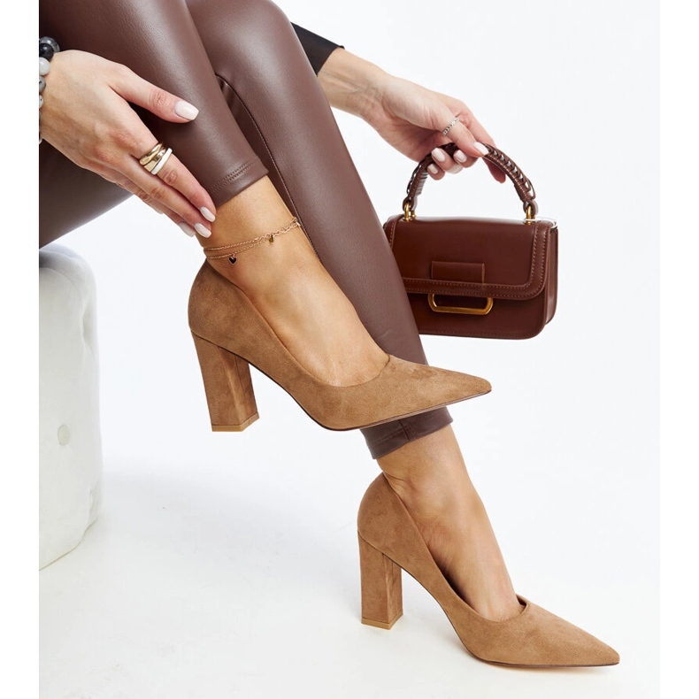 Brown high-heeled pumps from Leea 1