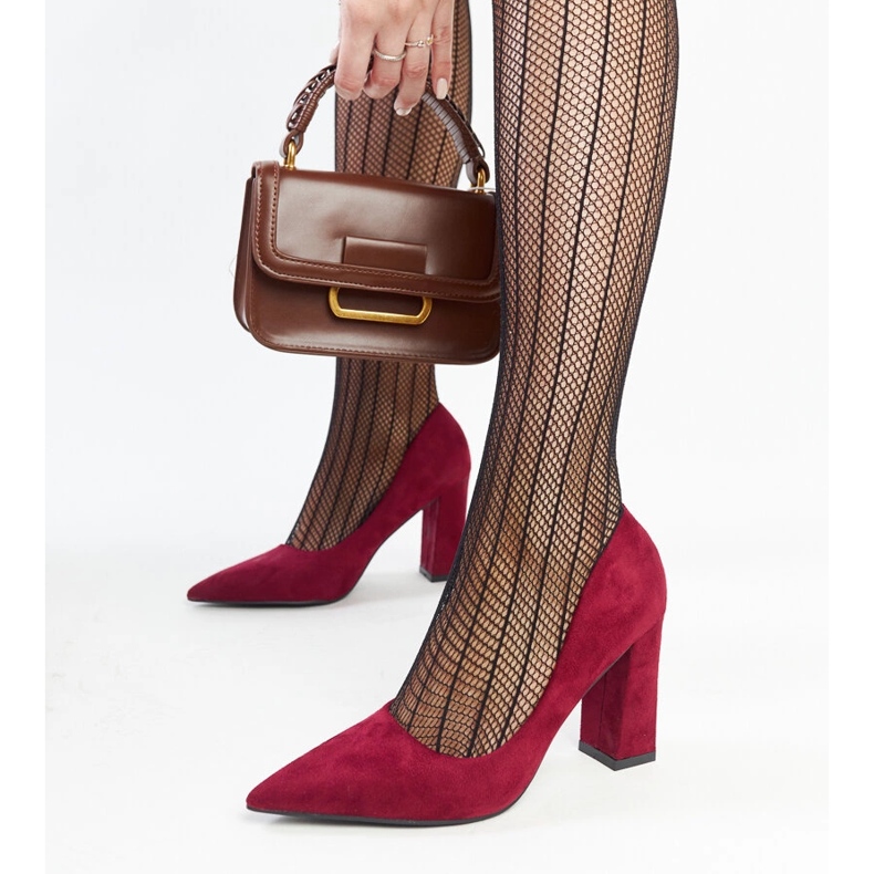 Burgundy high-heeled pumps from Leea red 1
