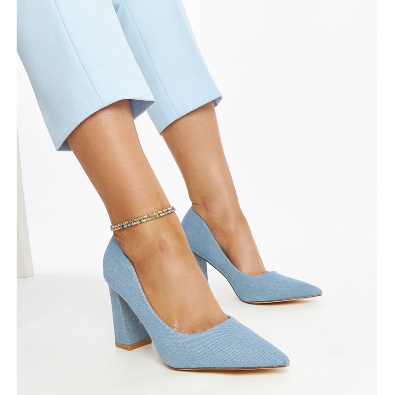 Leea high heel denim pumps blue 1