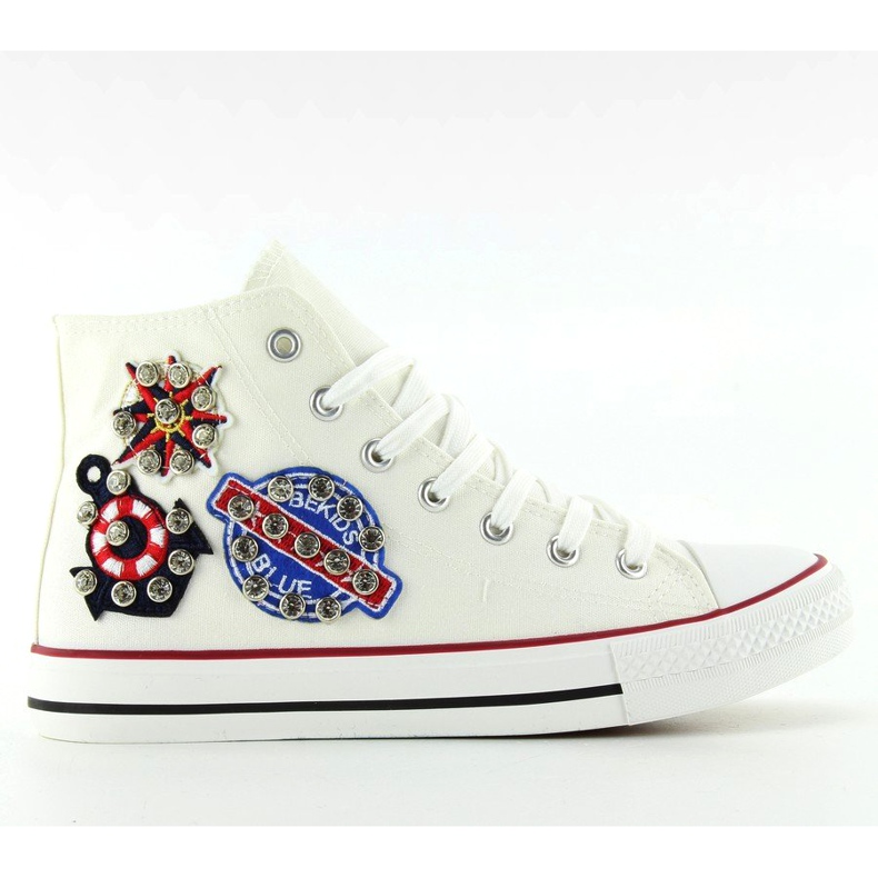 Ankle sneakers with stones BL101P White 2