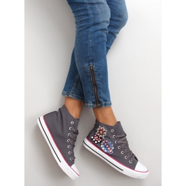 Ankle sneakers with stones BL101P Gray grey 1