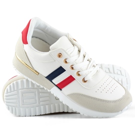 Women's casual sports shoes, white, elegant lace-up shoes 1