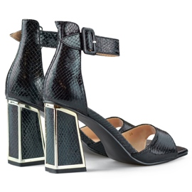 Black high heel sandals with ankle fastening 1