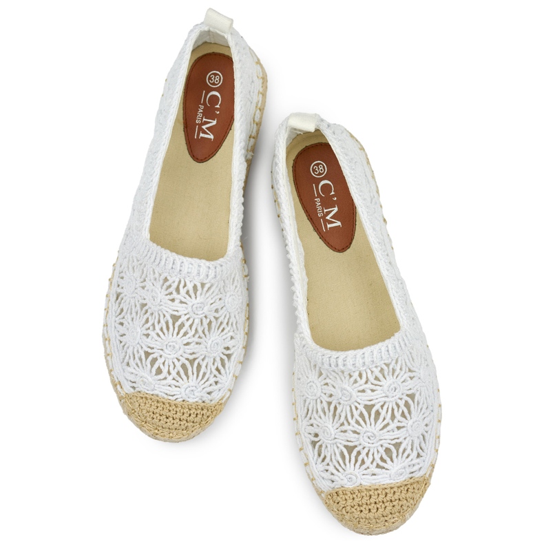 Women's white lace espadrilles 1