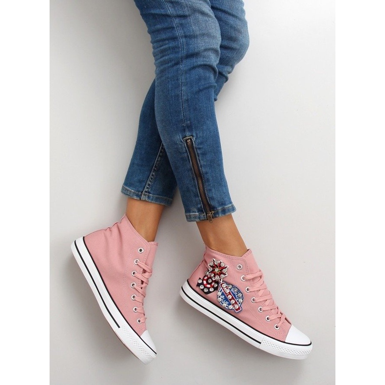 Ankle sneakers with stones BL101P Pink 1
