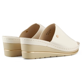 Beige comfortable women's wedge sandals 1