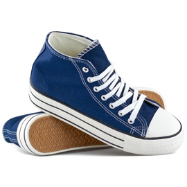 Navy blue high-top sneakers with a thick sole 1