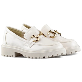 Patent beige women's loafers 1