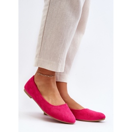 Women's suede ballerinas Fuchsia Kommia pink 2