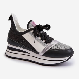 Women's Wedge and Platform Sneakers with Glitter Black Rafani 1