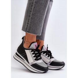 Women's Wedge and Platform Sneakers with Glitter Black Rafani 2