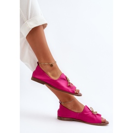 Zazoo 2660 Women's Leather Ballerina Shoes Fuchsia pink 1