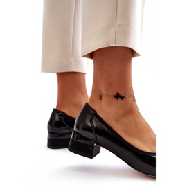 Vinceza Patent leather pumps with a bow on a block, black 5