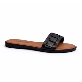 Seastar Women's flat -high -heeled slippers black 1