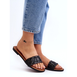 Seastar Women's flat -high -heeled slippers black 2