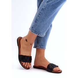 Seastar Women's flat -high -heeled slippers black 3