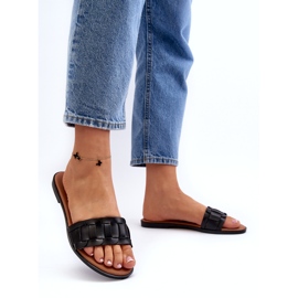 Seastar Women's flat -high -heeled slippers black 4