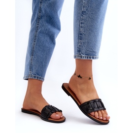 Seastar Women's flat -high -heeled slippers black 5