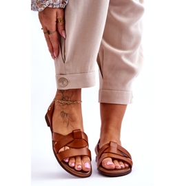Zazoo Comfortable Brown Kayla Leather Slip-on Sandals 1