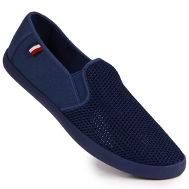 Men's openwork navy blue slip-on sneakers NEWS 1