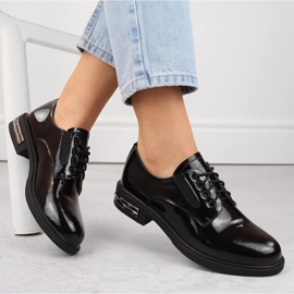 Black patent leather women's oxford shoes Filippo DP6189 1