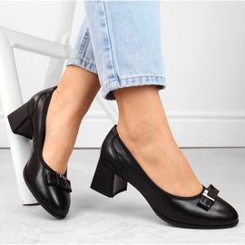 Black leather women's shoes with a decorative heel, Filippo DP6178 1