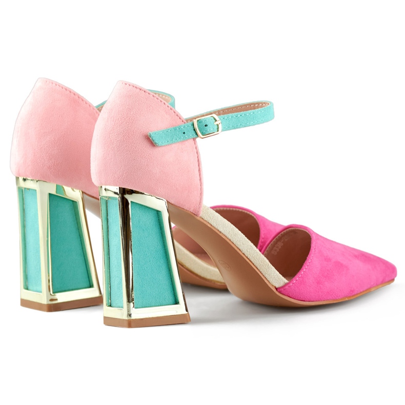 Elegant spring pink open pumps on an elegant high heel 1