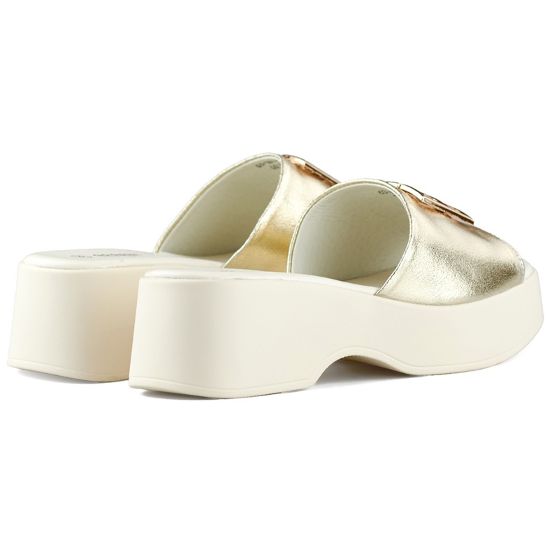 Golden, elegant, comfortable flip-flops with a thick sole 1