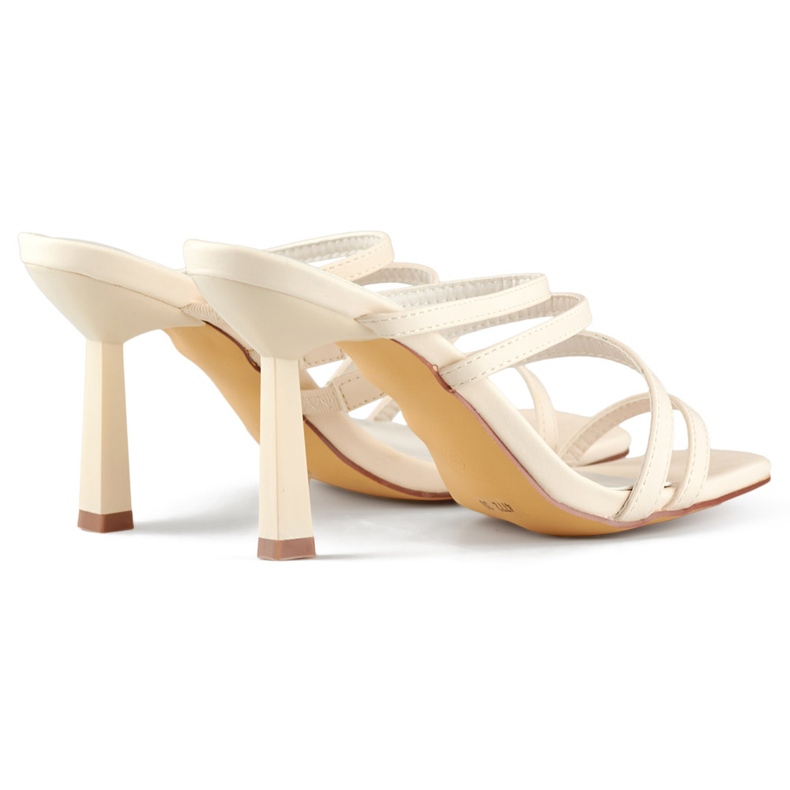 Stylish beige women's flip-flops with a high heel 1