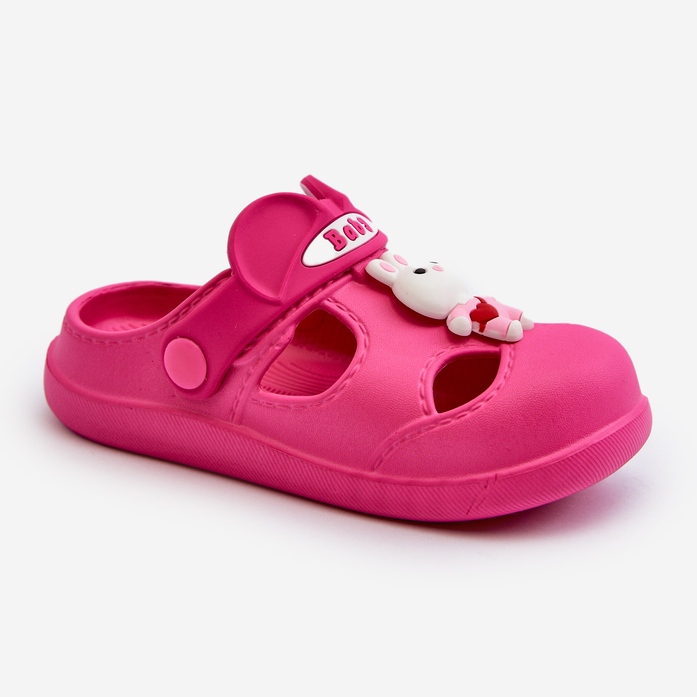 Children's foam slippers with a fuchsia ople decoration pink 2