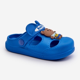 Children's foam slippers with a decoration, blue opleia 2