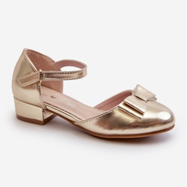 Girls' ballerina shoes with a gold Andarifa bow golden 1 Girls' ballerina shoes with a gold Andarifa bow golden 1